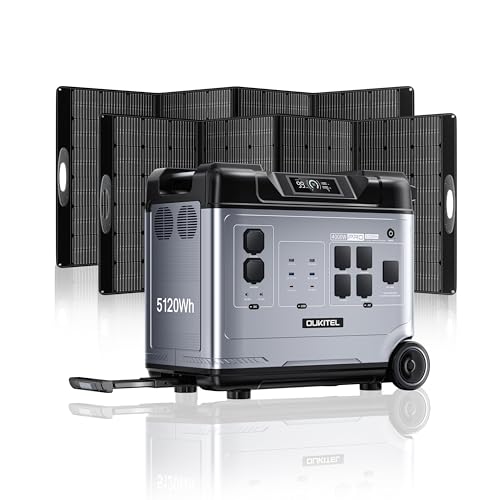 OUKITEL P5000 Pro Gerador solar com painel solar de 2 x 400 W, estação de energia portátil 4000 W, bateria de 5120 Wh LiFePO4 para campismo, autocaravana, emergência