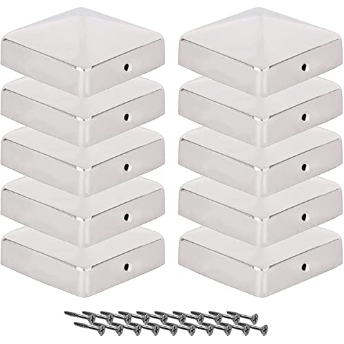 Tampas de poste 7 x 7 cm - 10 peças, 70 x 70 mm, poste de cerca de aço inoxidável/forma de pirâmide - tampa de poste 7 x 7 / tampas de poste de cerca