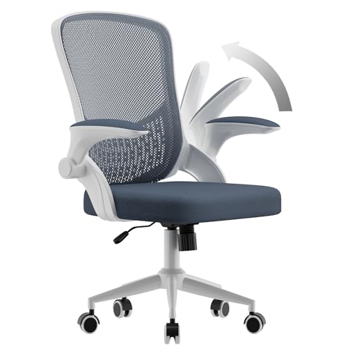naspaluro Cadeira de escritório, cadeira de escritório ergonómica com braços batíveis 90°, suporte lombar de design exclusivo, tapeçaria de malha respirável, cadeira de secretária giratória 360°,