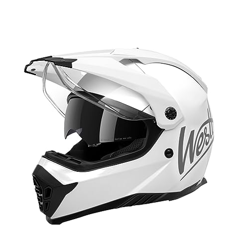 Westt Capacete de motocicleta capacete motocross capacete rígido com viseira dupla certificado ECE 22,06 - capacete integral motocross para homem e mulher