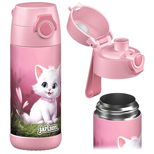 Jarlson® Garrafa de água para crianças MALI – Garrafa de água térmica de aço inoxidável, sem BPA, à prova de fugas, garrafa infantil - 350 ml