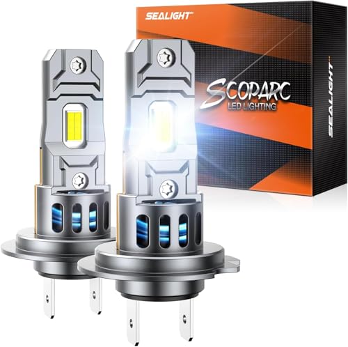 SEALIGHT 2025 Lâmpadas LED H7 atualizadas para faróis, tamanho 1:1 mini S2S 33000LM 900% brilho 140 W 6500 K 14000 RPM ventilador de refrigeração, substituição halogénio, Plug-N-Play, embalagem De 2
