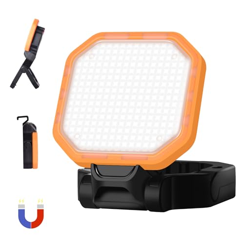 Foco LED recarregável 30 W, luz de trabalho portátil 2500 LM super brilhante 6000 mAh com 4 modos de luz, candeeiro de campismo portátil para cortes de energia, campismo, laranja