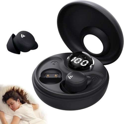 sunvito Auriculares para dormir, mini auriculares sem fios Bluetooth 5.3 auriculares para dormir, auriculares invisíveis com ecrã de alimentação para exercício, trabalho, caminhadas (preto)