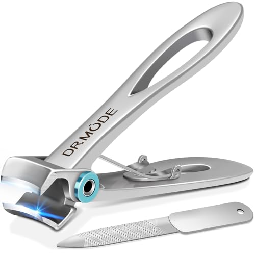 Corta-unhas de pés profissional, DRMODE corta-unhas para unhas grossas para idosos com abertura de 16 mm de largura, grande curvo corta-unhas alemão aço inoxidável para homem, com lima de unhas