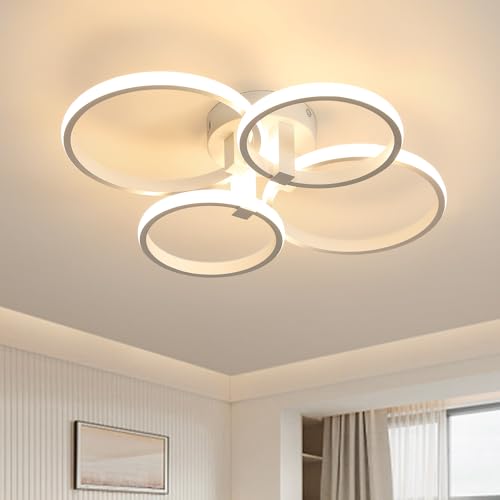 DELIPOP Candeeiros de teto modernos, teto redondo LED de teto, luz de teto branca de metal acrílico para sala de estar, quarto, sala de jantar, cozinha, escritório, luz branca quente 3000 K
