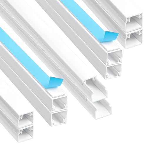 AiQInu Caletas para cablagem (0,4 m x 12 mm * 12 mm), cobertura para cabos de TV em paredes, auto-adesivas, pequenas, brancas, montagem na parede para conduto de cabos de gerência, 10 peças)