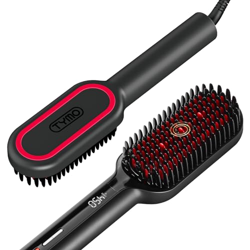TYMO Escova de alisamento de cabelo iónico - TYMO Ionic Plus alisador de cabelo profissional, penteado rápido, 16 temperaturas, 80-230 °C, ecrã LCD, voltagem universal, aquecimento rápido,