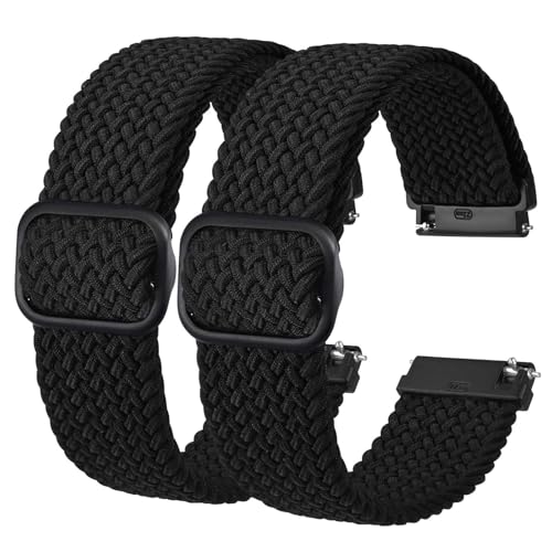BISONSTRAP 2 peças correias de relógio de nylon trançado, fivela ajustável aprimorada, alças elásticas para homem e mulher, largura da correia 16 mm 18 mm 20 mm 22 mm