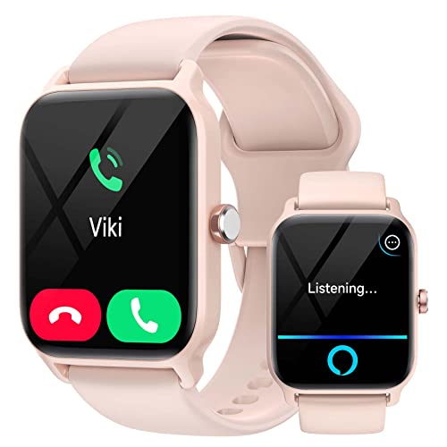 Relógio inteligente mulher homem com voz de Alexa e chamadas, 1,8" Smartwatch com oxímetro / pulsómetro/monitor de sono/podómetro, 100 modos desportivos, impermeável IP68 presente mulher homem para