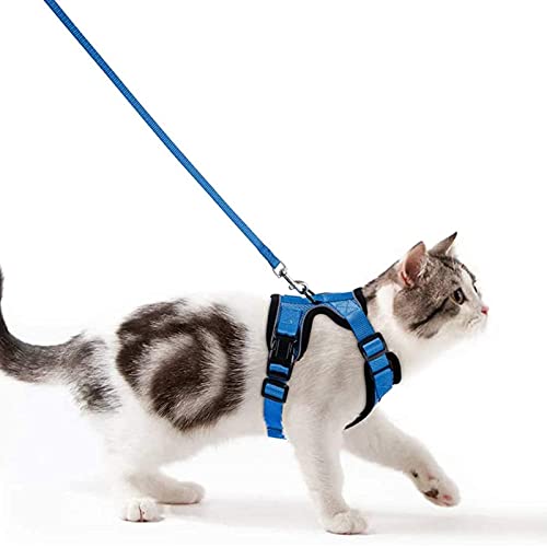 Wdmiya Arnês para gato anti-escape ajustável com alça de 150 cm, colete macio e confortável refletor, respirável para caminhar, treino, adulto grande médio e pequeno
