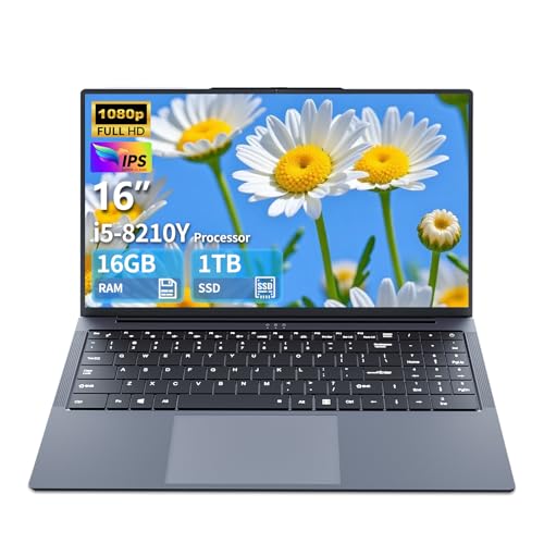 Computador portátil de 16 polegadas, portátil Gaming Core i5 até 3,60 GHz, 16 GB RAM 1 TB SSD portátil, IPS FHD de 1920 x 1200 para computador portátil, teclado retroiluminado de tamanho completo