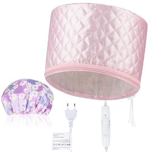 Gorro térmico cabeleireiro, gorro calor pelo térmico, gorro térmico para máscara com 2 modos de temperatura (cor-de-rosa)