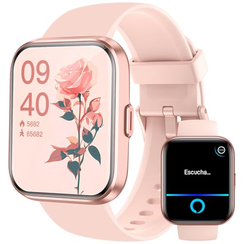 Woneligo Relógio inteligente mulher homem com chamadas Bluetooth, 1,8" Alexa incorporado Smartwatch mulher, com pulsómetro, PO2, sonho, IP68 impermeável, relógio desportivo mulher de 100 modo, para