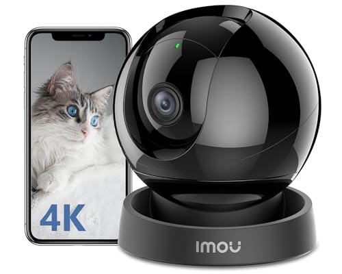 Imou 4K Câmara de vigilância WiFi interior, câmara IP Wi-Fi de 360° com visão noturna, detecção de humana e animal de estimação, rastreamento automático, 360° PTZ, áudio bidirecional, sereia, Rex 3D