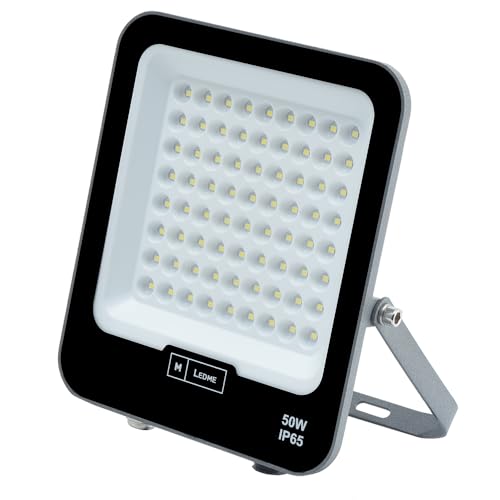 M Ledme - Foco projetor LED Napoli Plus 50 W, 6.000 lúmen, IP65 ajustável, cor luz quente (3000k), iluminação exterior, de uso para jardim, pátios, estacionamento, hotel, naves etc. LM6809