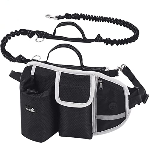 Pecute Trela para cães grandes para usar durante a corrida, mãos livres, proteção com costuras refletoras, bolsa de cintura ajustável, suporta até 110 kg