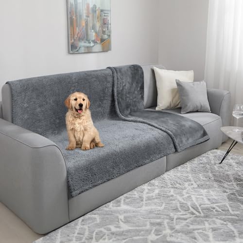 TAIKURA Manta macia para cães dupla face de lã de ovelha e flanela absorvente, protege móveis, fácil de limpar, ideal para cama sofá e carros etc. (127 * 153 cm)