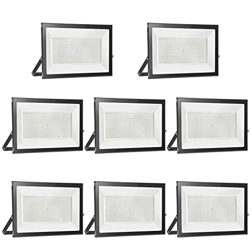 loyal 8 Pack Foco LED para exterior, 300 W, alto brilho, 30000 LM projetor LED para exterior, iluminação 6000 K, branco frio, luz de segurança impermeável IP65, candeeiro LED parede teto para jardim
