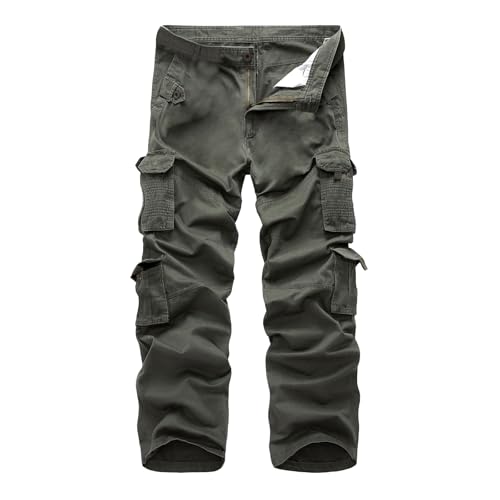 LY4U Calças cargo para homem, calças de trabalho de combate de 10 bolsos para homem, calças informais de algodão para caminhadas ao ar livre