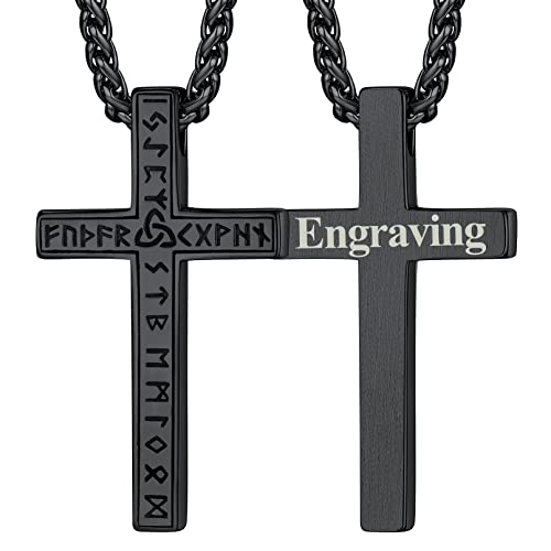 FaithHeart Colar de viking runas de aço inoxidável 316L homem mulher letras tapetes rúnicos jóias espiritual nórdico de talismã de família casais