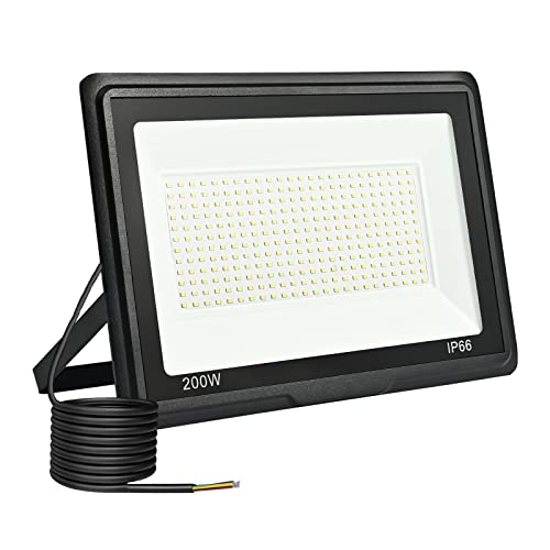 toobettp Projetor LED para exterior, projetor LED de 200 W, 20000 LM holofotes LED exteriores, 6500 K, branco frio, impermeável, IP66, projetores LED exteriores, para garagem, jardim, pátio, parque