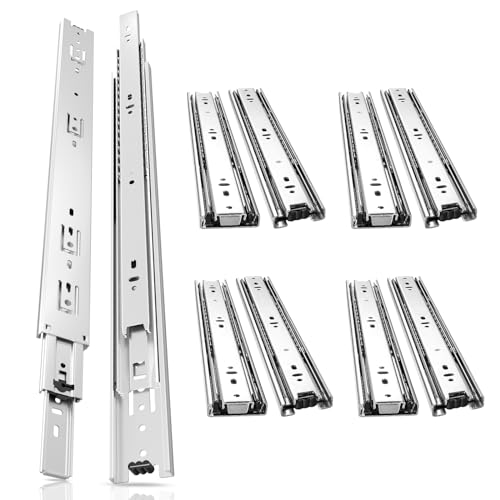 AOLISHENG 5 pares de guias de gaveta de extensão completa, 250 mm, resistentes, 45 kg, capacidade de carga, rolamentos de esferas de montagem lateral