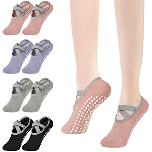flintronic Meias antiderrapantes de ioga para mulher, antiderrapantes, meias de mulher, meias de ioga, meias de pilates desportivas com correia para ioga, pilates, balé, dança, dança