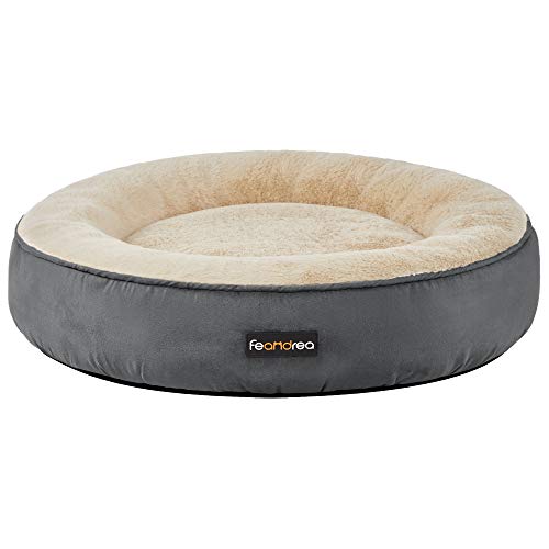 Feandrea Cesta de cães redonda, cama redonda, ø 60 cm, cinzento-escuro PGW060G02