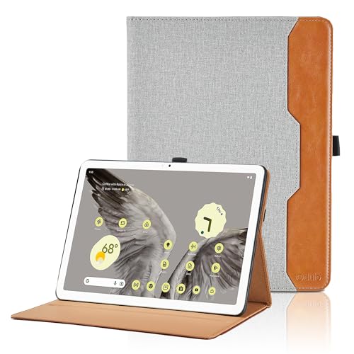 Capa para Google Pixel 11 polegadas 2023 PU Leather ângulos ajustáveis tablet case com suporte Funzione e bolso, auto-descanso/ativação para Google Pixel 11 polegadas 2023 - cinzento