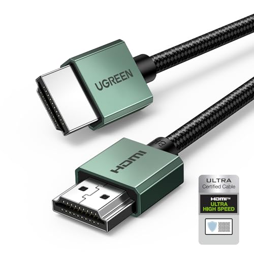 UGREEN Cabo HDMI 2.1 certificado 8K 10K 60Hz 4K 120Hz Dynamic HDR HDCP eARC Dolby Atmos de alta velocidade 48 Gbps alumínio compatível com Mac mini M4 Pro monitor HDTV PS5 PS4 Xbox PC projetor 3M
