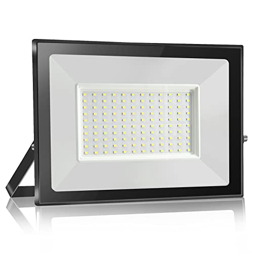 Probapro Focos LED para exterior, projetor LED 10000LM IP65, impermeável, 6500 K, branco frio para jardim, pátio, garagem, terraço, holofote exterior e segurança com alta luminosidade