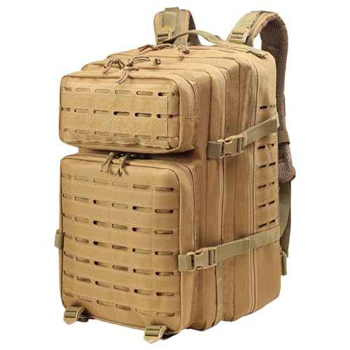 Mochila tática militar 45 l, pacote de assalto molde de grande capacidade impermeável bolsa para exército, mochilas de marcha para emergências de 3 dias caça caminhadas campismo atividade ao ar livre