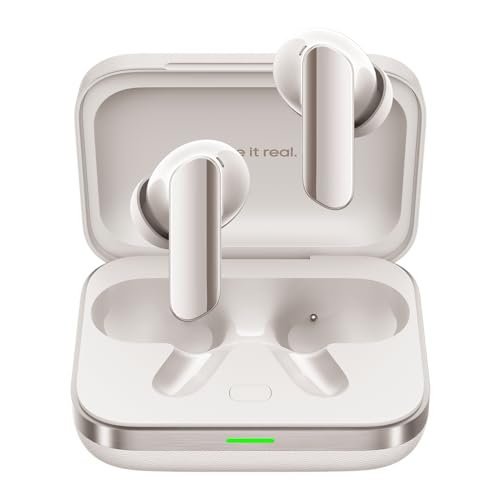 REALME Buds Air 7 Pro Auriculares sem fios Bluetooth, capacetes sem fios Bluetooth 5.4 com Hi-Fi estéreo, 53 dB auriculares cancelamento de ruído ENC, IP55 tipo C, branco