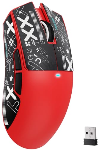ATTACK SHARK X11SE Rato sem fios para jogos, 63 g super leve, com sensor PixArt PAW3311, 22000DPI, trimodo Bluetooth/2,4 GHz/com cabo, 1000 Hz, bateria de 300 mAh, para PC/Mac (vermelho Com tampa)