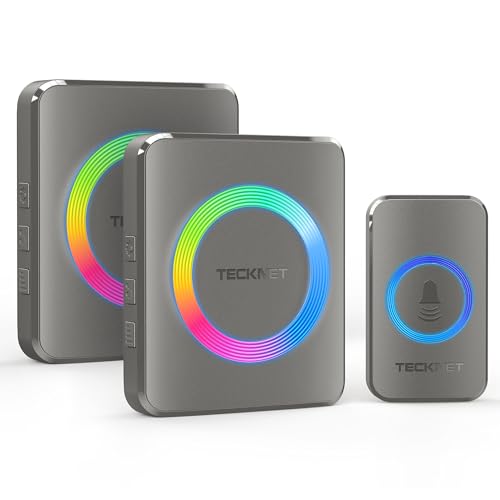 TECKNET Imbre sem fios exterior impermeável IP65 impermeável 500 m campainha sem fios exterior, 5 níveis de volume (0-110 dB) e 60 melodias para casa, hotel, emergência, etc