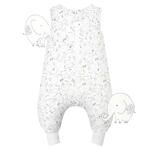 WYTbaby Saco de dormir bebé com 1,0 tog com pés, saco de dormir ultra macio e confortável 100 % algodão, ideal para o sonho do bebé, adequado para bebés de 6-18 meses, tamanho 65-80 cm