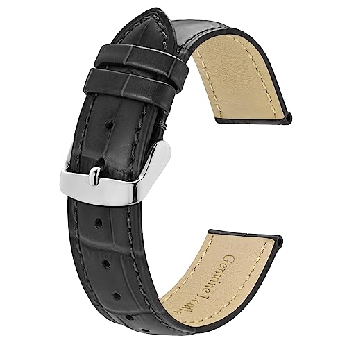 BISONSTRAP Correias de relógio, couro em relevo de crocodilo, largura da banda: 18 mm 20 mm 22 mm 24 mm
