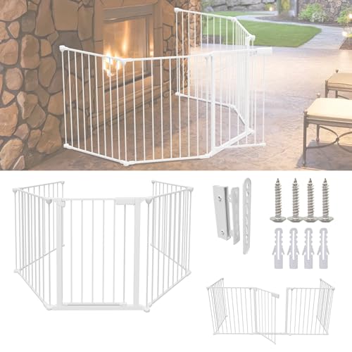 Sonnewelt Barreira de segurança crianças escada 310 cm, cerca de segurança infantil, 5 peças, cercas para cães, grade de proteção para lareira, barreira para crianças e animais de estimação, cor