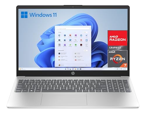 HP 15-fc0152ns Computador portátil FHD de 15,6" (AMD Ryzen 7-7730U, 16 GB RAM, 512 GB SSD, AMD Radeon Graphics, Windows 11) prateado - teclado QWERTY espanhol