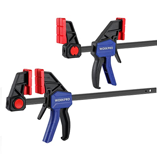 WORKPRO Sargento de barra 2 peças, sargento de parafuso de libertação rápida 300 mm, força de fixação de 136 kg, braçadeira de barra conjunto de sargentos para carpintaria madeira