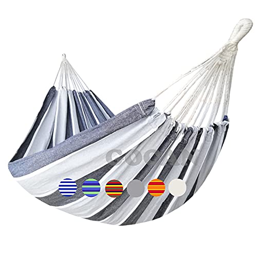 GOCAN redes de jardim jardim exterior de lona, 220 x 150 cm, comprimento total 330 cm, carga 300 kg, rede de rede dupla para pátio, alpendre e interior, cinzento branco, XXL