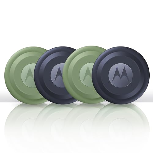 Motorola Moto Tag, fácil de configurar e localizar, proteção contra rastreamento indesejado, Bluetooth e precisão UWB, autonomia de 1 ano, proteção de água, pack de 4 (azul e verde)