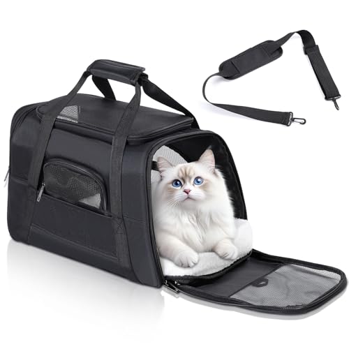 Romon Transportador gato cão, transporte cão pequeno Cat Carrier, bolsa de transporte respirável para animais de estimação, transporte para cães pequenos dobráveis, mala gatinhos até 6 kg