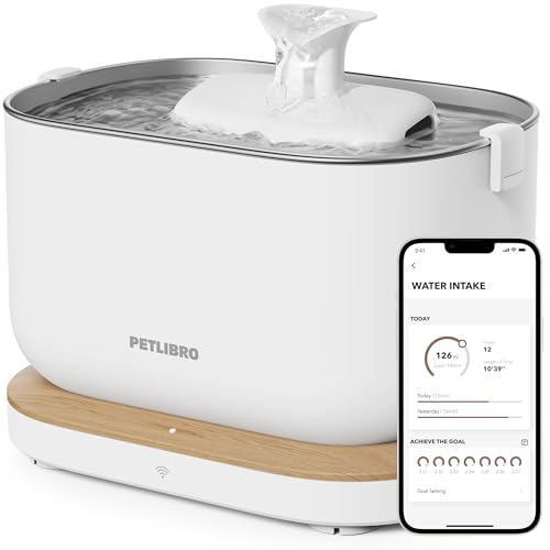 PETLIBRO Fonte para gatos com monitorização de aplicação, Dockstream bebedor gatos 2,5 l, estatísticas inteligentes de água potável, fonte de água gatos ultra silenciosa, multifiltração, Wi-Fi de 2,4
