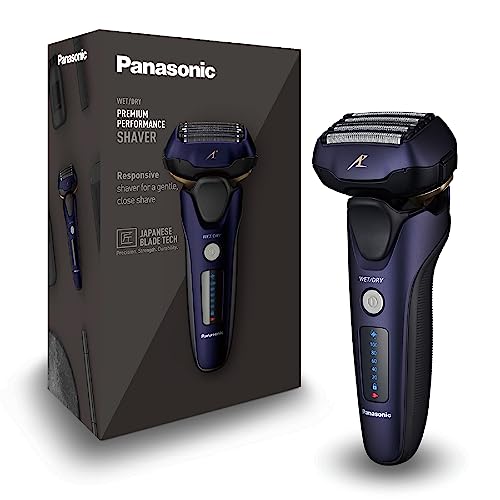Panasonic Série 800 ES-LV67 Máquina de barbear premium (motor ultra rápido, 5 folhas precisão nanométrica, cabeça multiflexível com 16 direções, capa de viagem, lavável, iões de lítio) roxo e preto