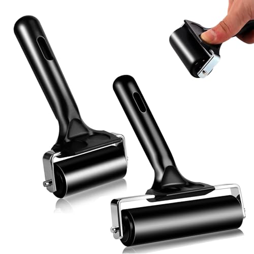 Cisolen 2 peças rolos de borracha para tinta rolo de borracha Brayer 6 cm/10 cm rolo de pressão rolo de tinta para impressão rolo de borracha para pintura bloco estampado papel de parede