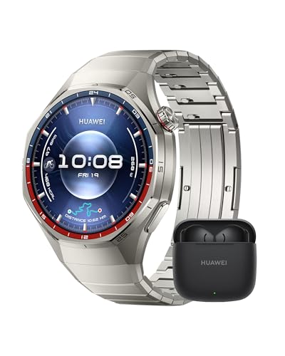 HUAWEI WATCH GT 6 Pro 46 mm Titânio GPS Smartwatch FreeBuds SE 3 preto, 1,47''AMOLED ecrã tátil, até 21 dias de automonomia, nível profissional de ciclismo, NFC, iOS Android compatível, análise ECG