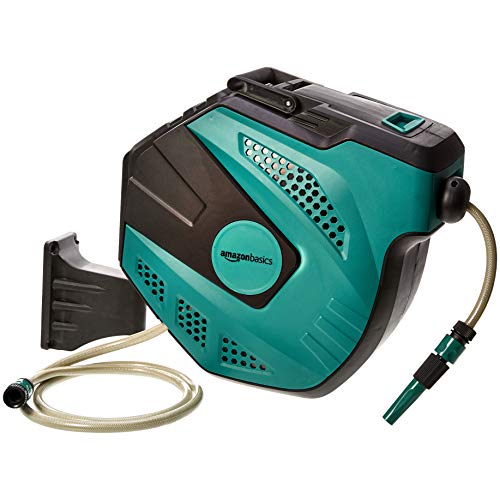 Amazon Basics Enrolador automático de mangueira para parede, verde, 35 m
