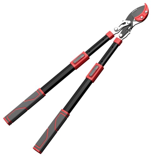 JiveSnip Tesouras de podar telescópicas Telescopic Loppers, máquina de cortar ramos resistente com estrutura de engrenagem que economiza mão-de-obra, folhas SK5 com revestimento de teflon